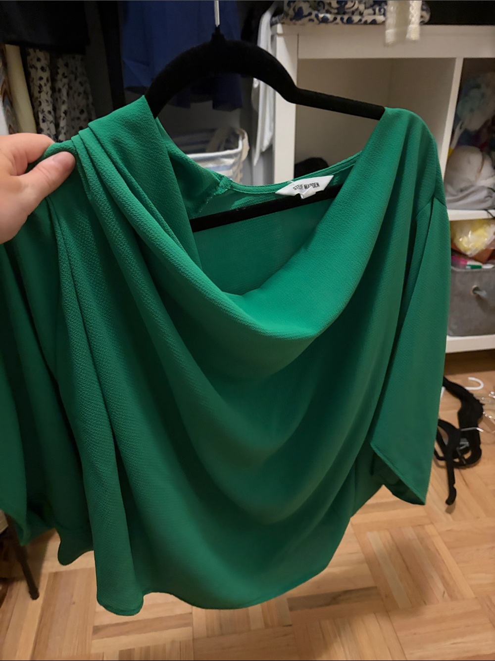 Steve Madden Emerald Green Draped Blouse